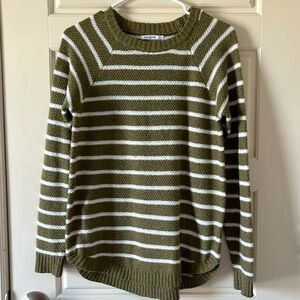 Olive striped sweater, size small
